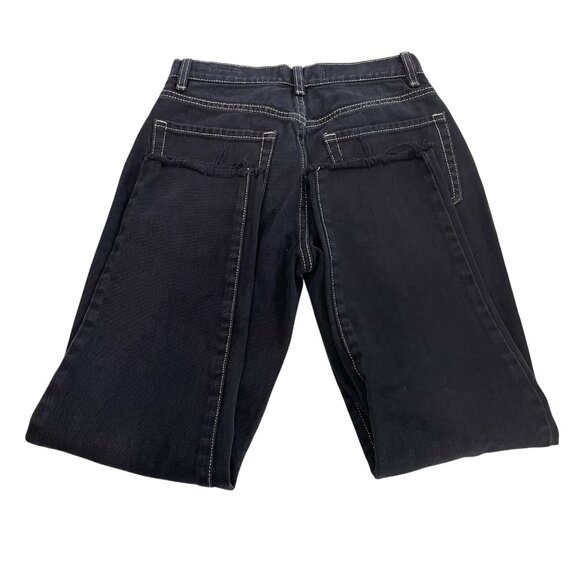 Pacsun Vintage Icon Jeans Womens 24 Black Tapered Leg Raw Hem Mid Cotton Denim - Picture 4 of 6